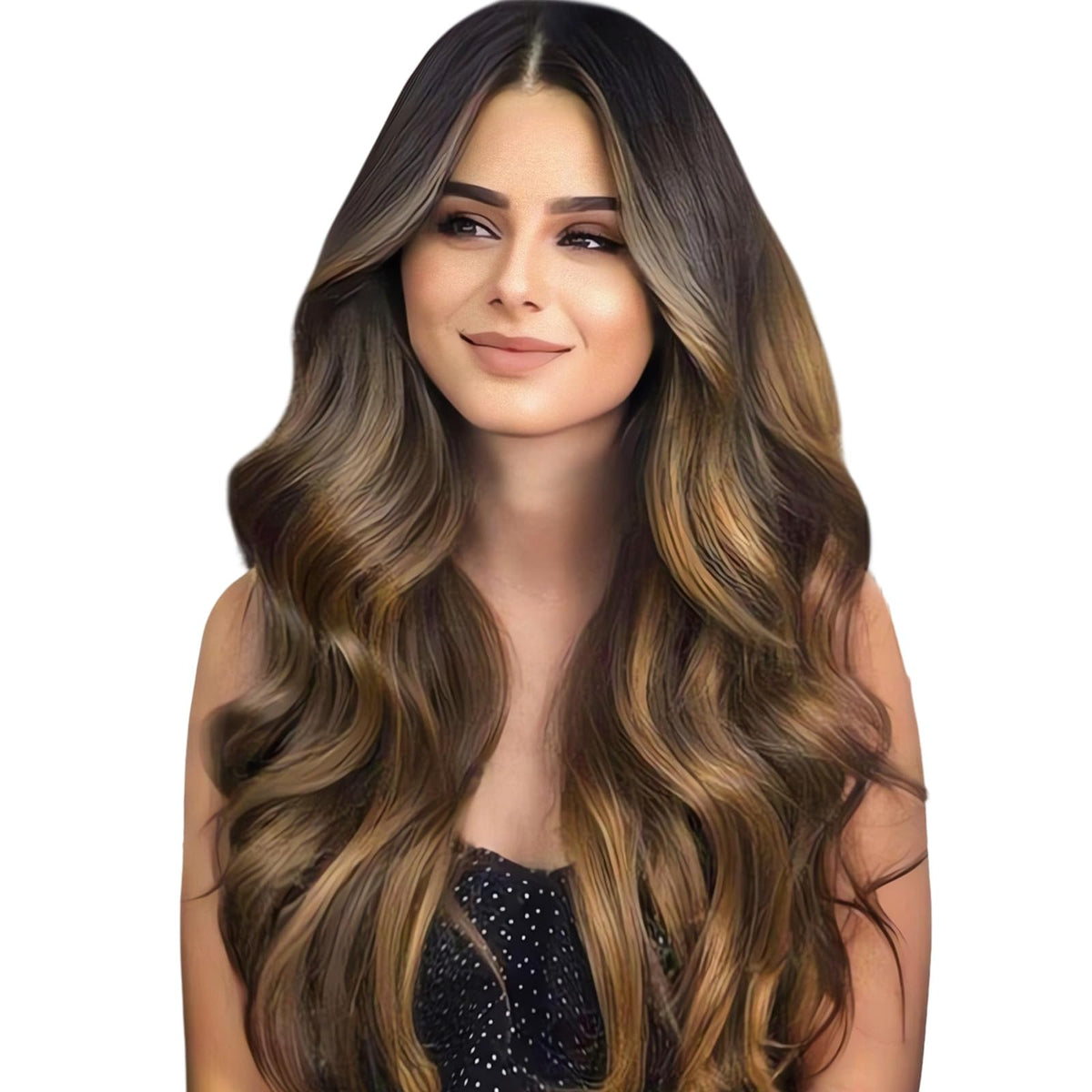Wennalife Tape in Hair Extensions Ombre Dark Brown to Light Chestnut Brown 22 inch