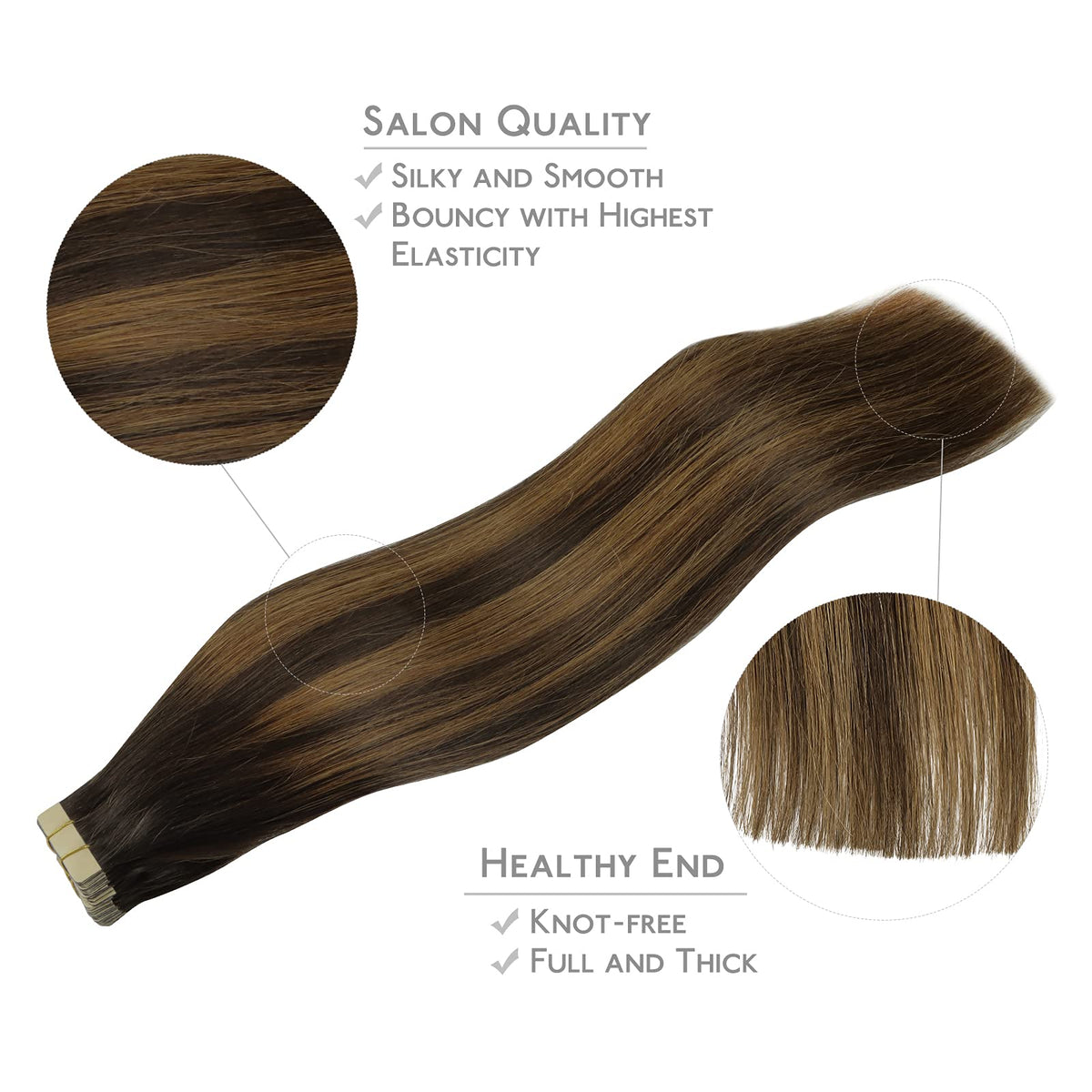 Wennalife Tape in Hair Extensions on a model showcasing the blend