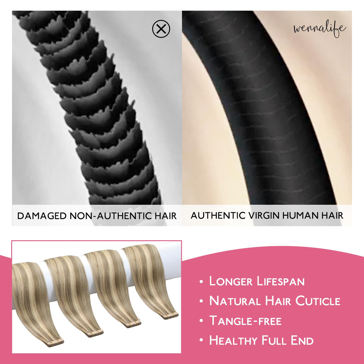 Wennalife Tape in Hair Extensions packaging and accessories