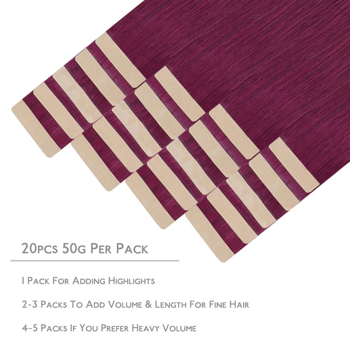 Wennalife Tape in Hair Extensions packaging and contents