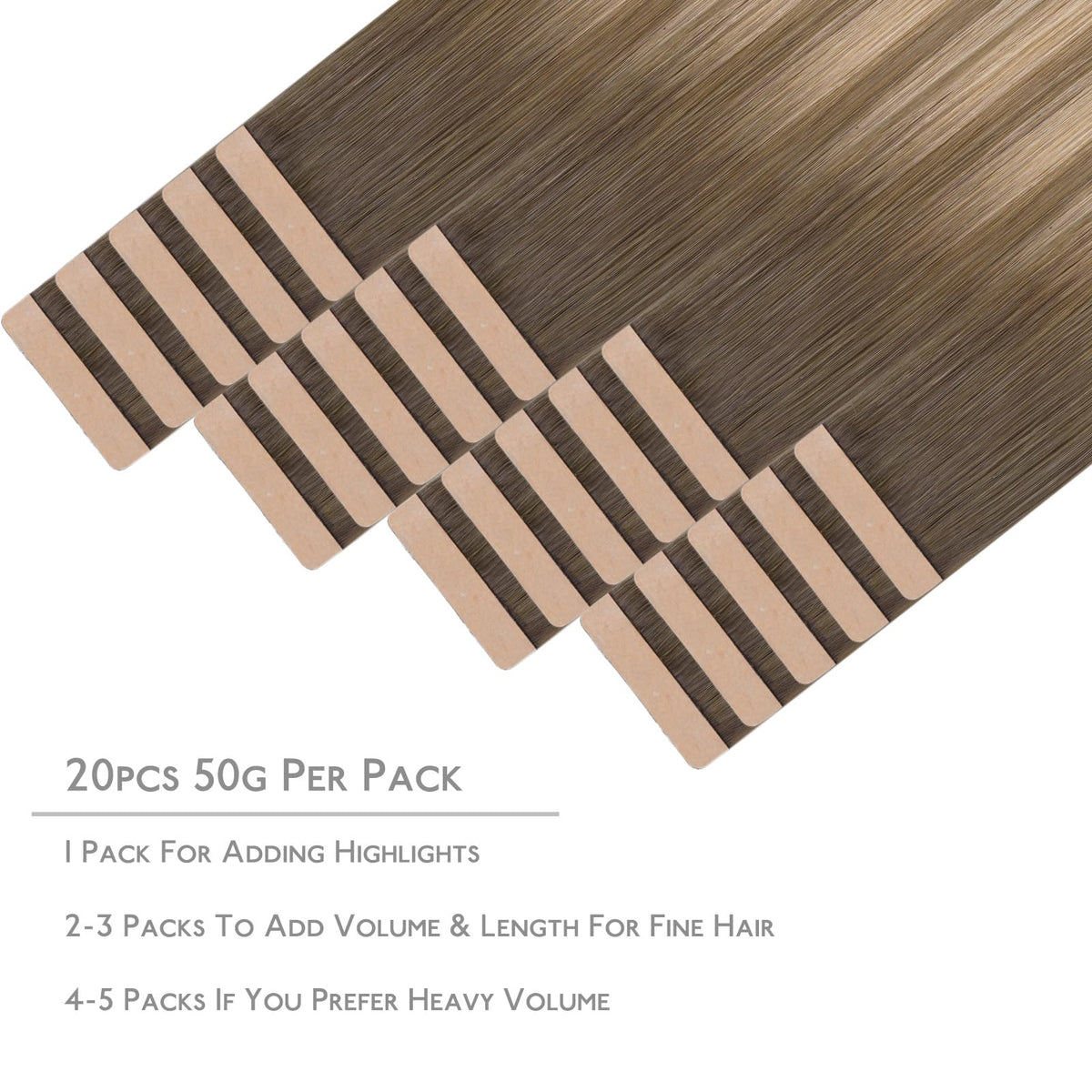Wennalife Tape in Hair Extensions packaging and contents