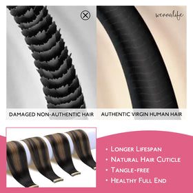 Wennalife Tape In Hair Extensions packaging and contents