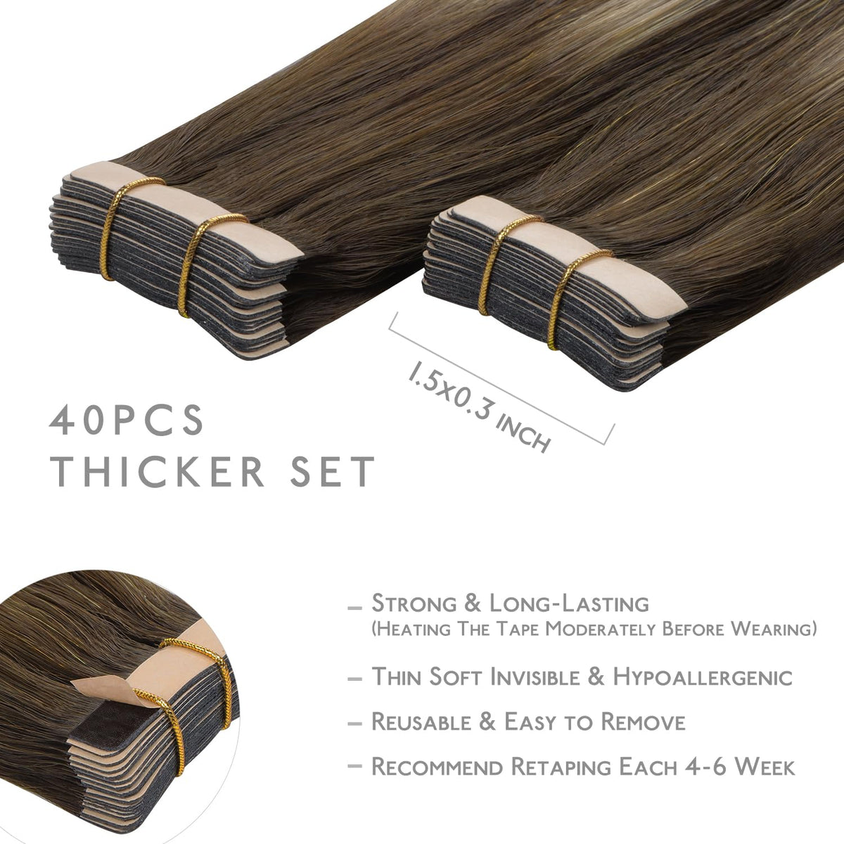 Wennalife Tape in Hair Extensions packaging details