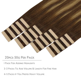 Wennalife Tape in Hair Extensions packaging with 20 pieces