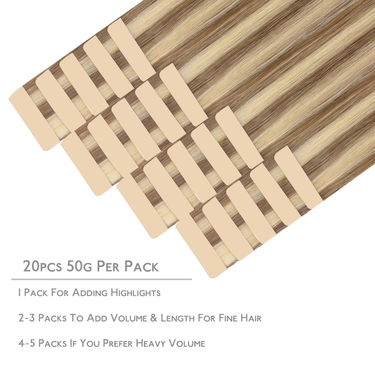 Wennalife Tape in Hair Extensions packaging with 20 pieces