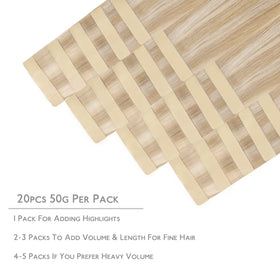 Wennalife Tape in Hair Extensions packaging with 20 pieces