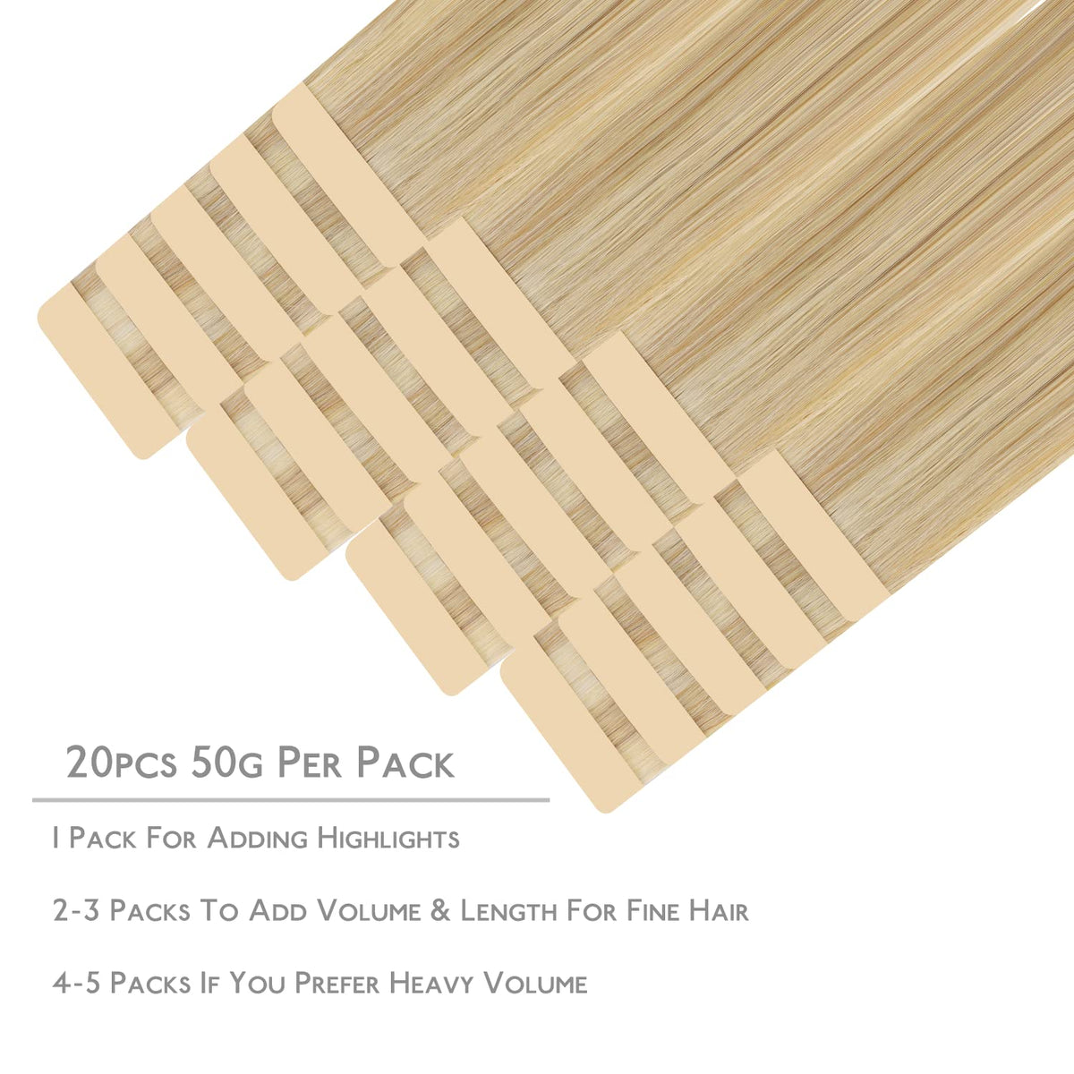 Wennalife Tape in Hair Extensions packaging with 20 pieces