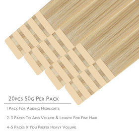 Wennalife Tape in Hair Extensions packaging with 20 pieces
