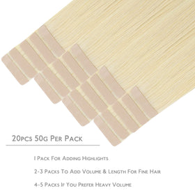 Wennalife Tape in Hair Extensions packaging with 20 pieces