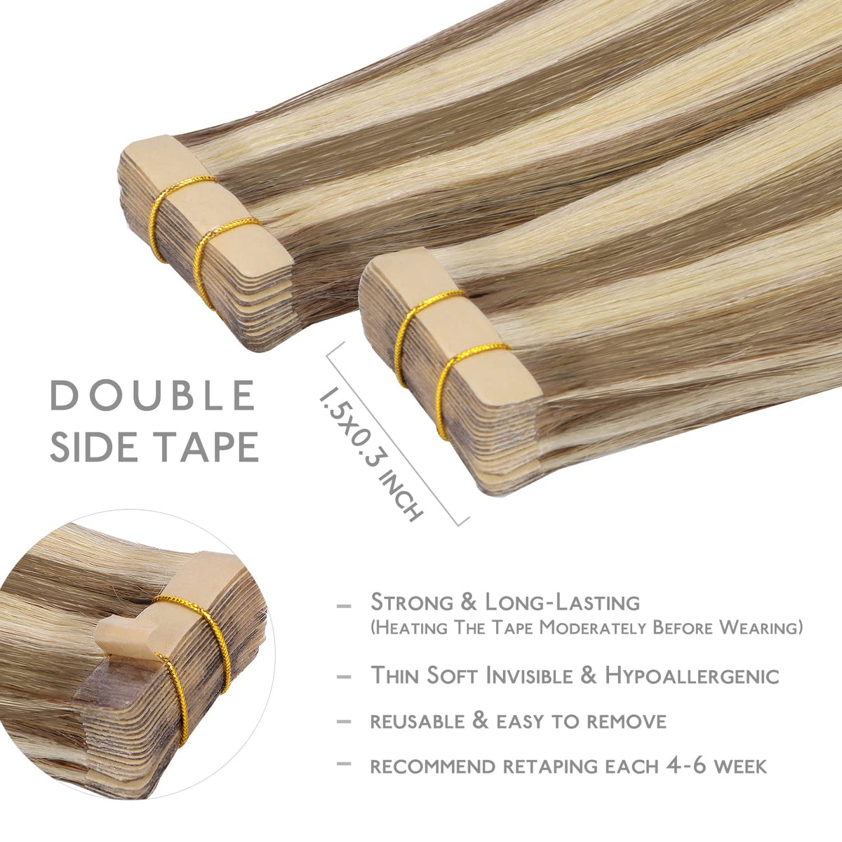 Wennalife Tape in Hair Extensions packaging with Ash Brown and Platinum Blonde