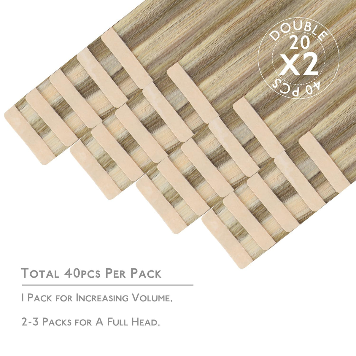 Wennalife Tape in Hair Extensions packaging with colour details