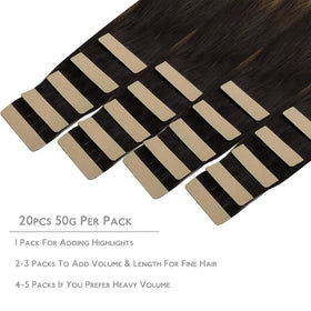 Wennalife Tape in Hair Extensions packaging with details