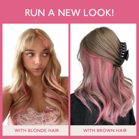 Wennalife Tape in Hair Extensions Peach Pink on model