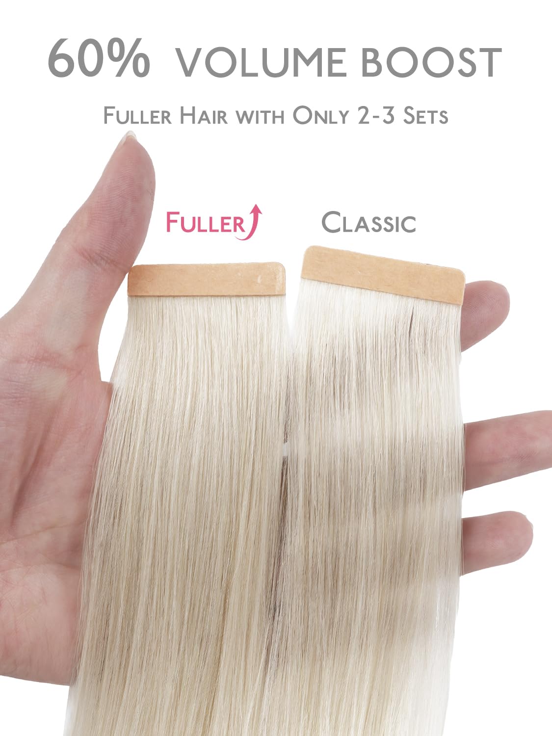WENNALIFE Tape in Hair Extensions Platinum Blonde side view