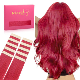 Wennalife Tape In Hair Extensions Red 10pcs front view