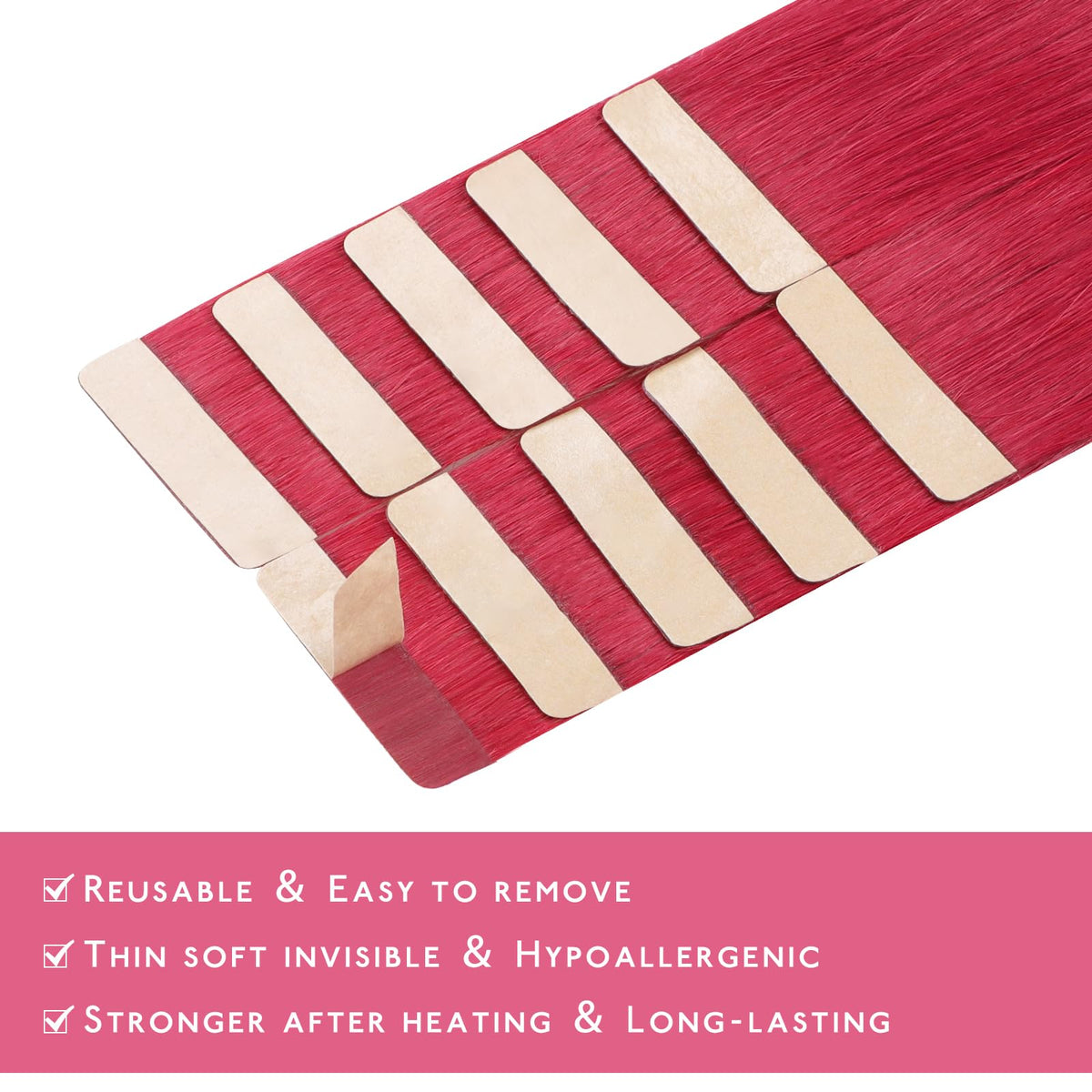 Wennalife Tape In Hair Extensions Red showing texture