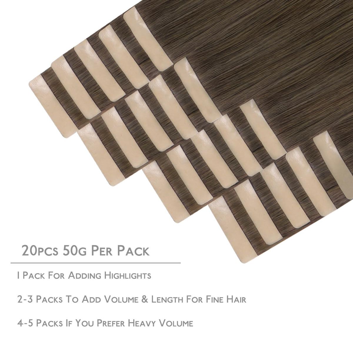 Wennalife Tape in Hair Extensions showing 1.5 inch width