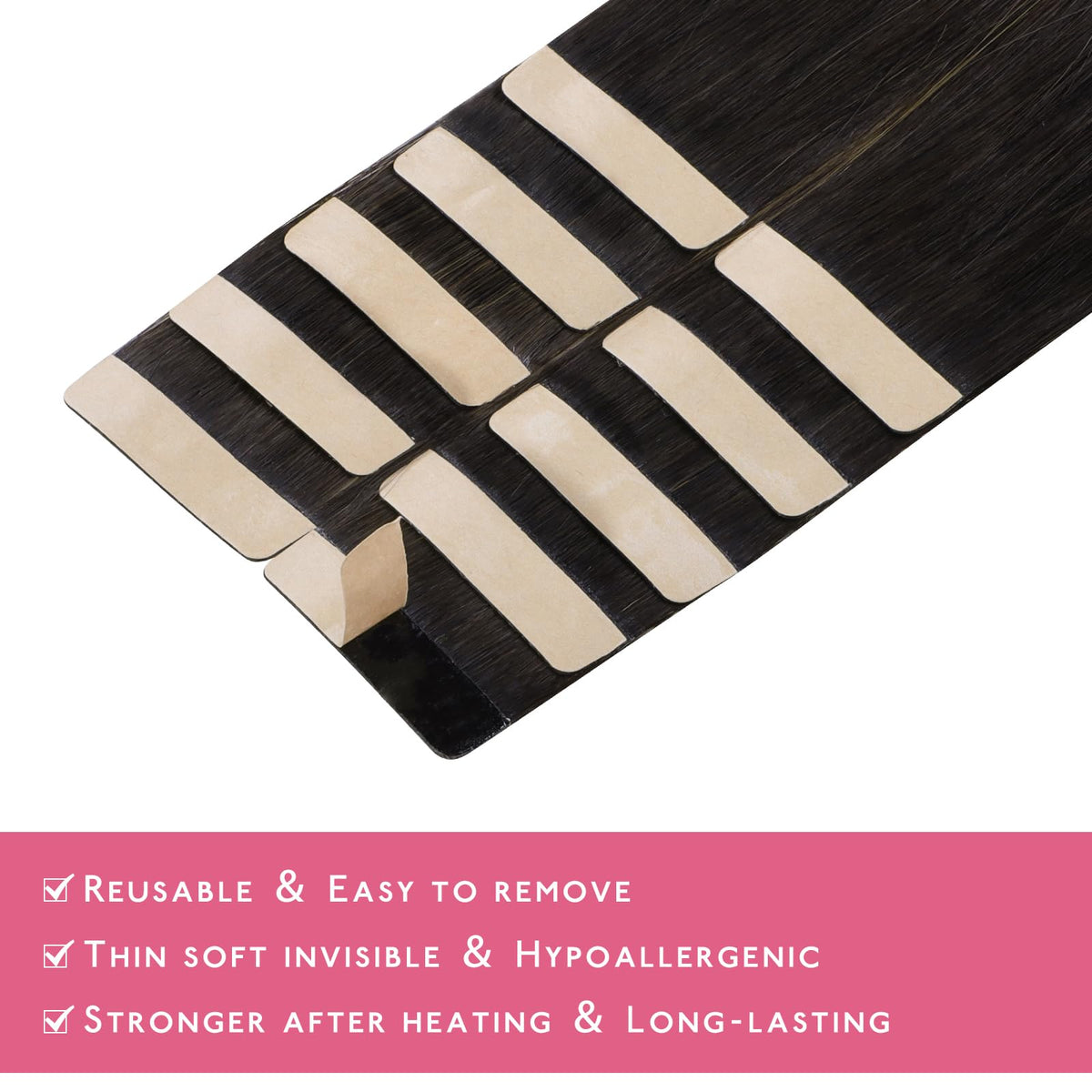 Wennalife Tape in Hair Extensions showing application process