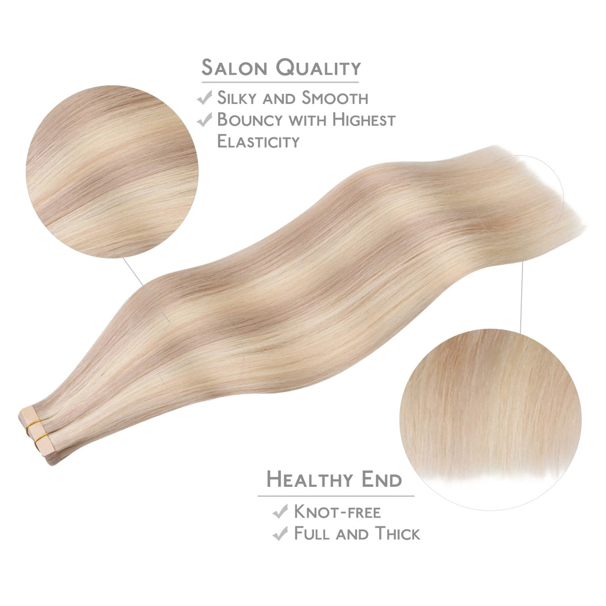 Wennalife Tape in Hair Extensions showing double-sided invisible tape