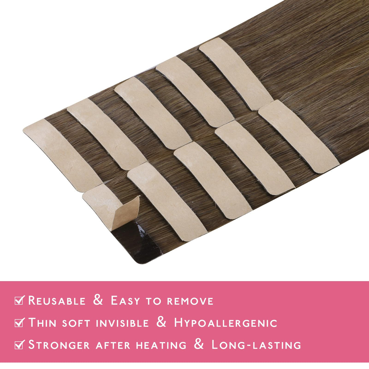 Wennalife Tape in Hair Extensions showing invisible tape attachment