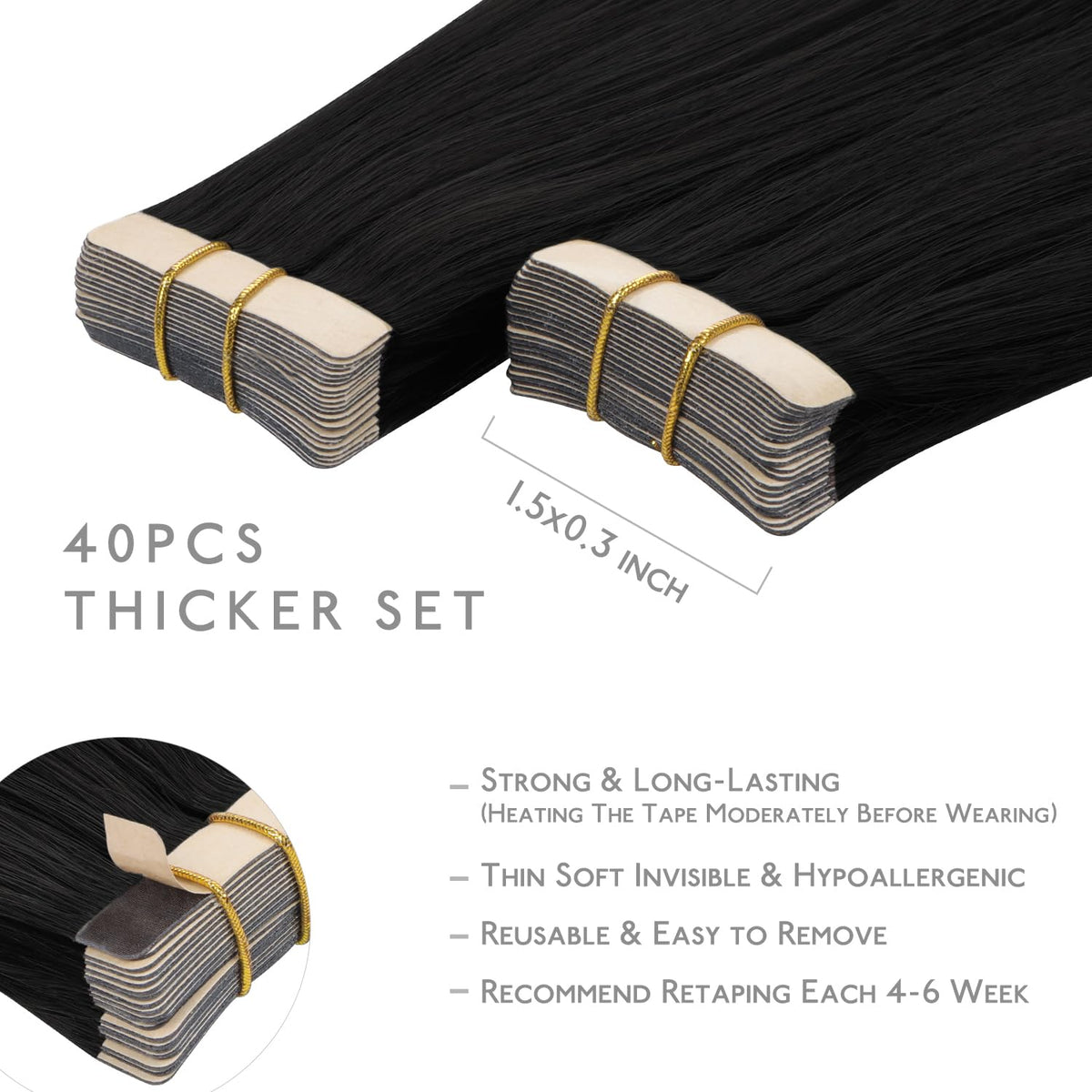 Wennalife Tape in Hair Extensions showing texture and colour