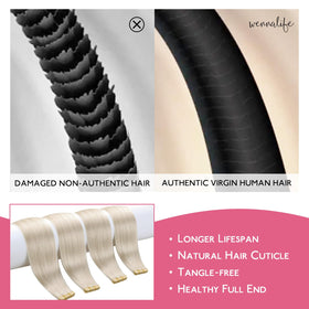 Wennalife Tape In Hair Extensions showing texture and colour