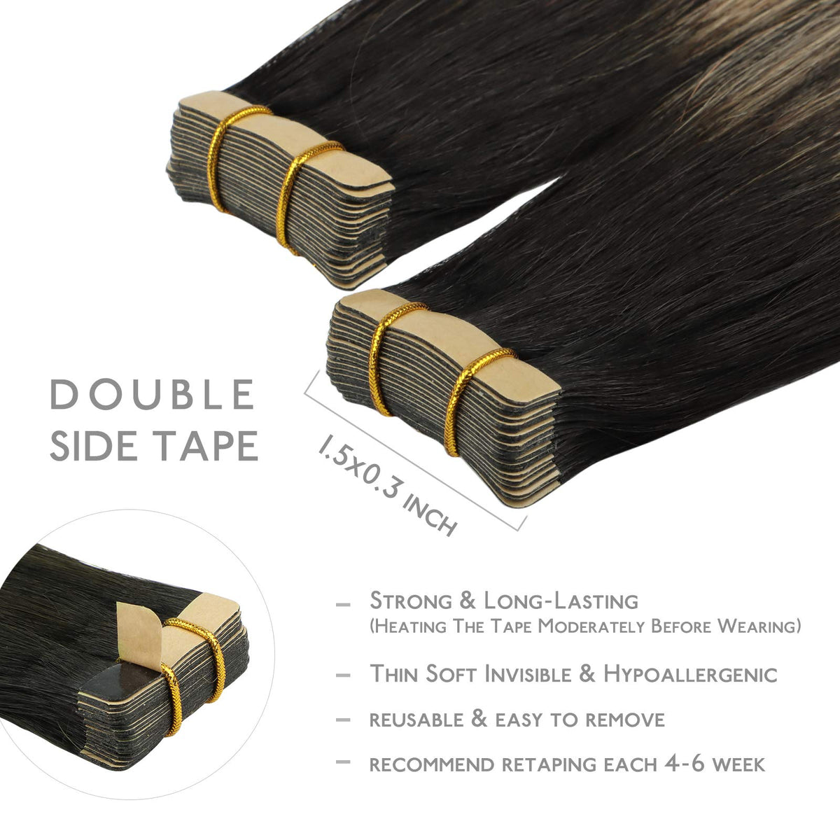 Wennalife Tape in Hair Extensions showing the balayage effect