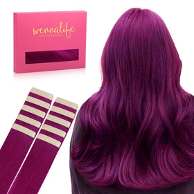Wennalife Tape in Hair Extensions Violet 10pcs pack front view