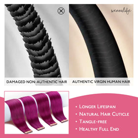 Wennalife Tape in Hair Extensions Violet close-up of tape