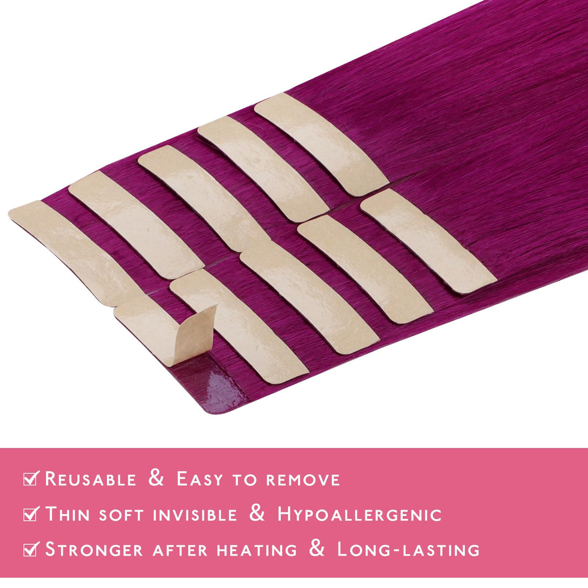 Wennalife Tape in Hair Extensions Violet packaging details