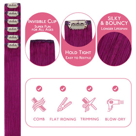 Wennalife Violet Clip-In Hair Extensions 22 Inch vibrant colour
