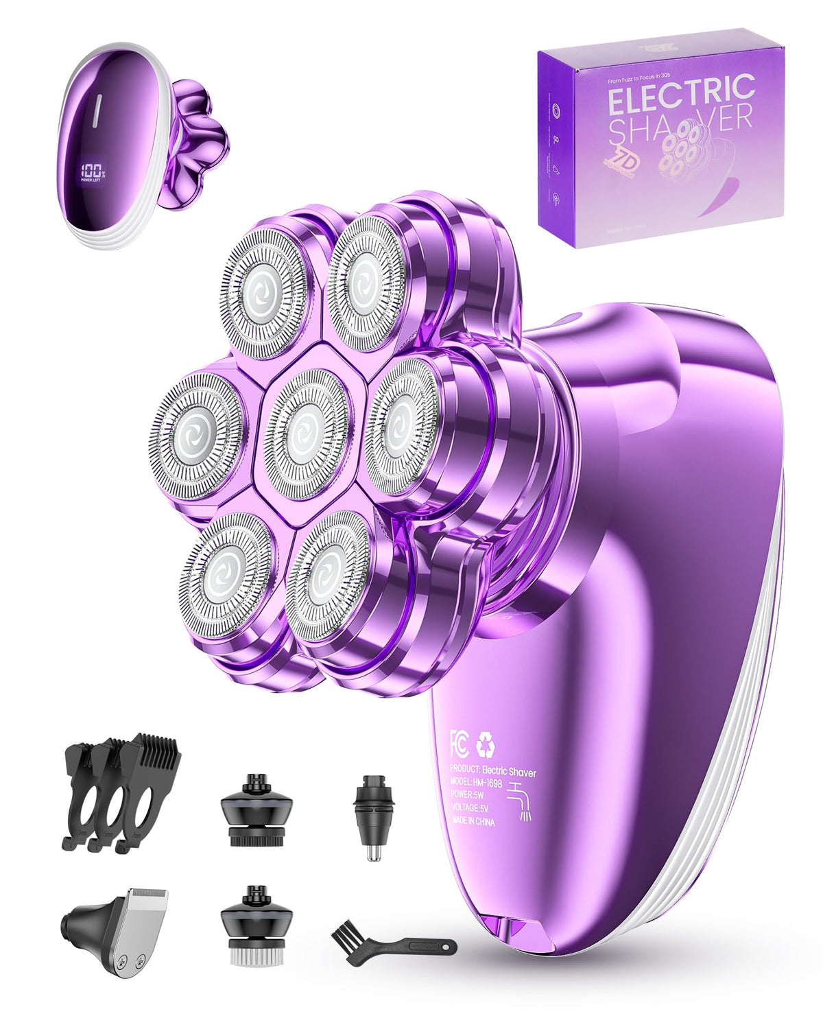 WEQOEE 5-in-1 Electric Razor for Women in purple front view