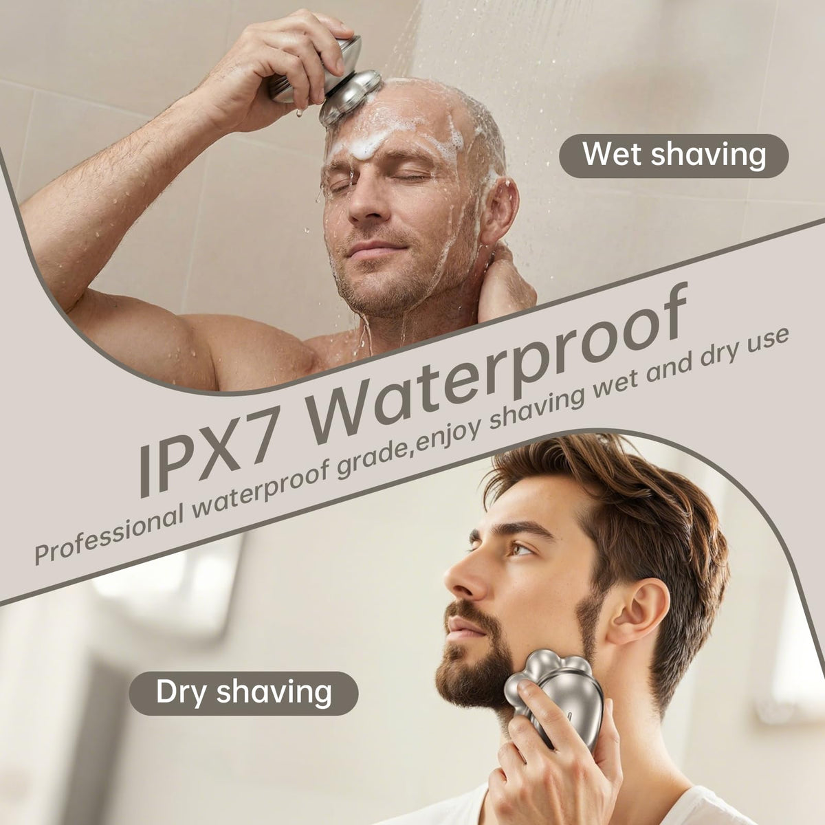 WEQOEE Electric Head Shaver 7D in use in shower