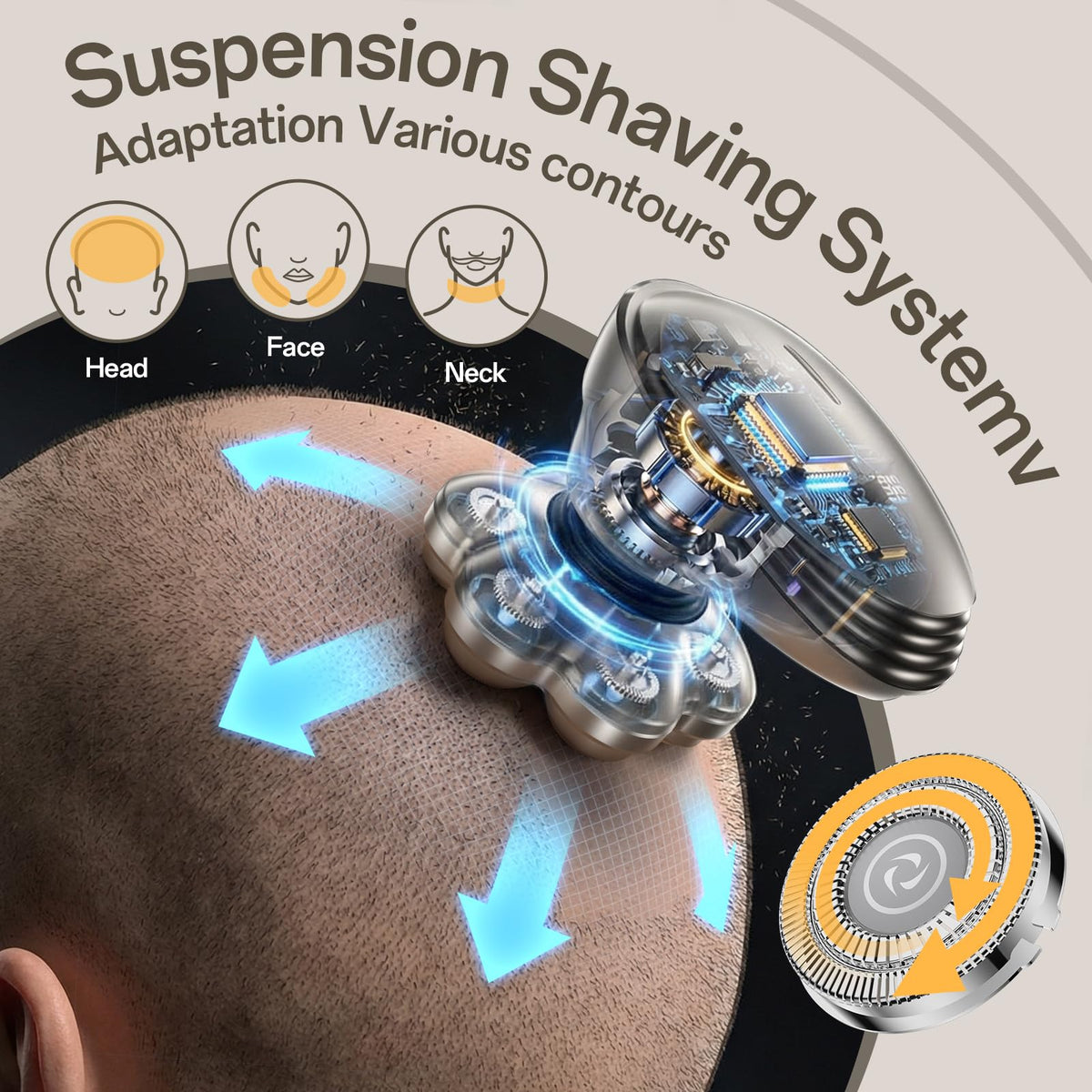 WEQOEE Electric Head Shaver 7D LED display
