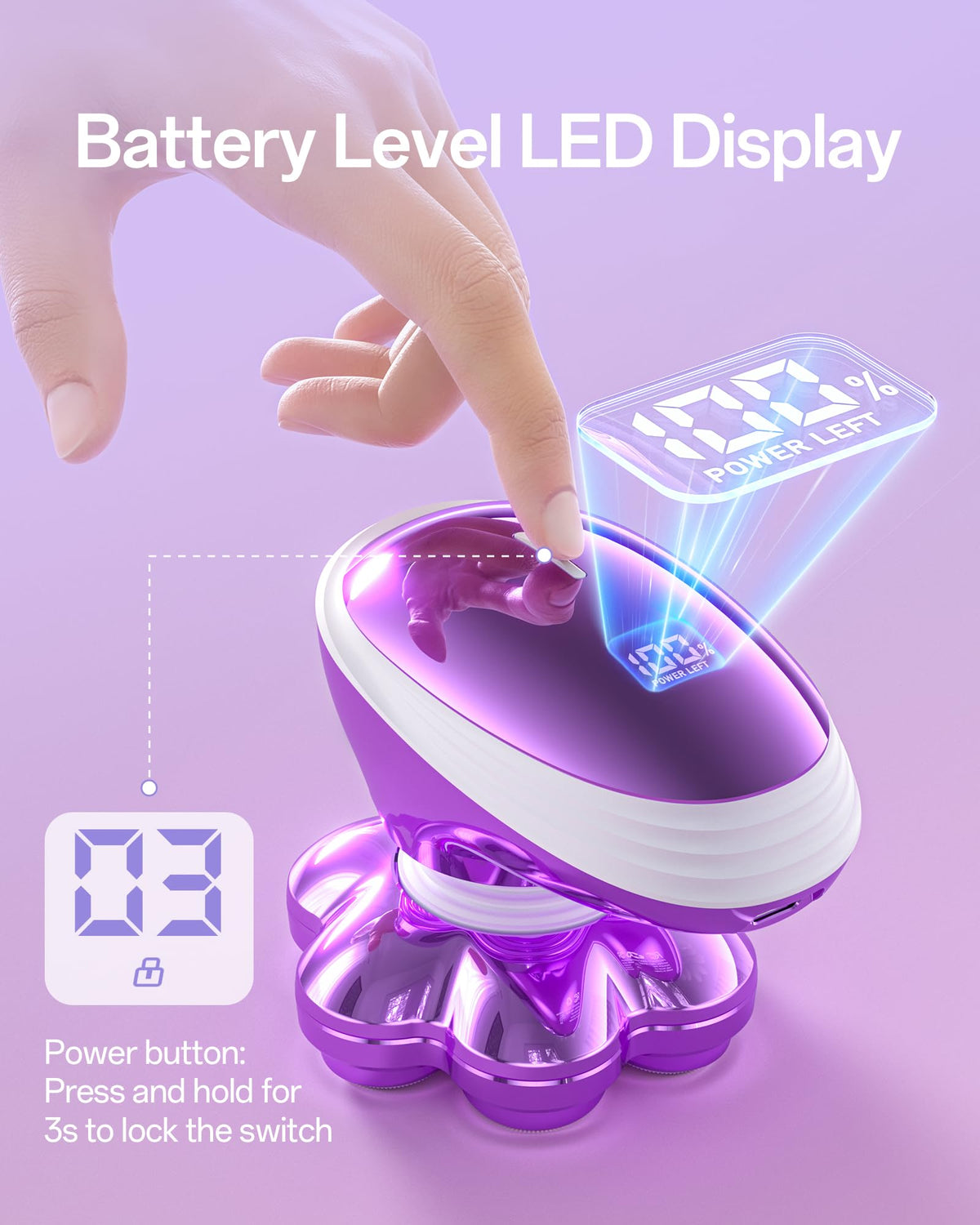 WEQOEE electric shaver with LED display showing battery level