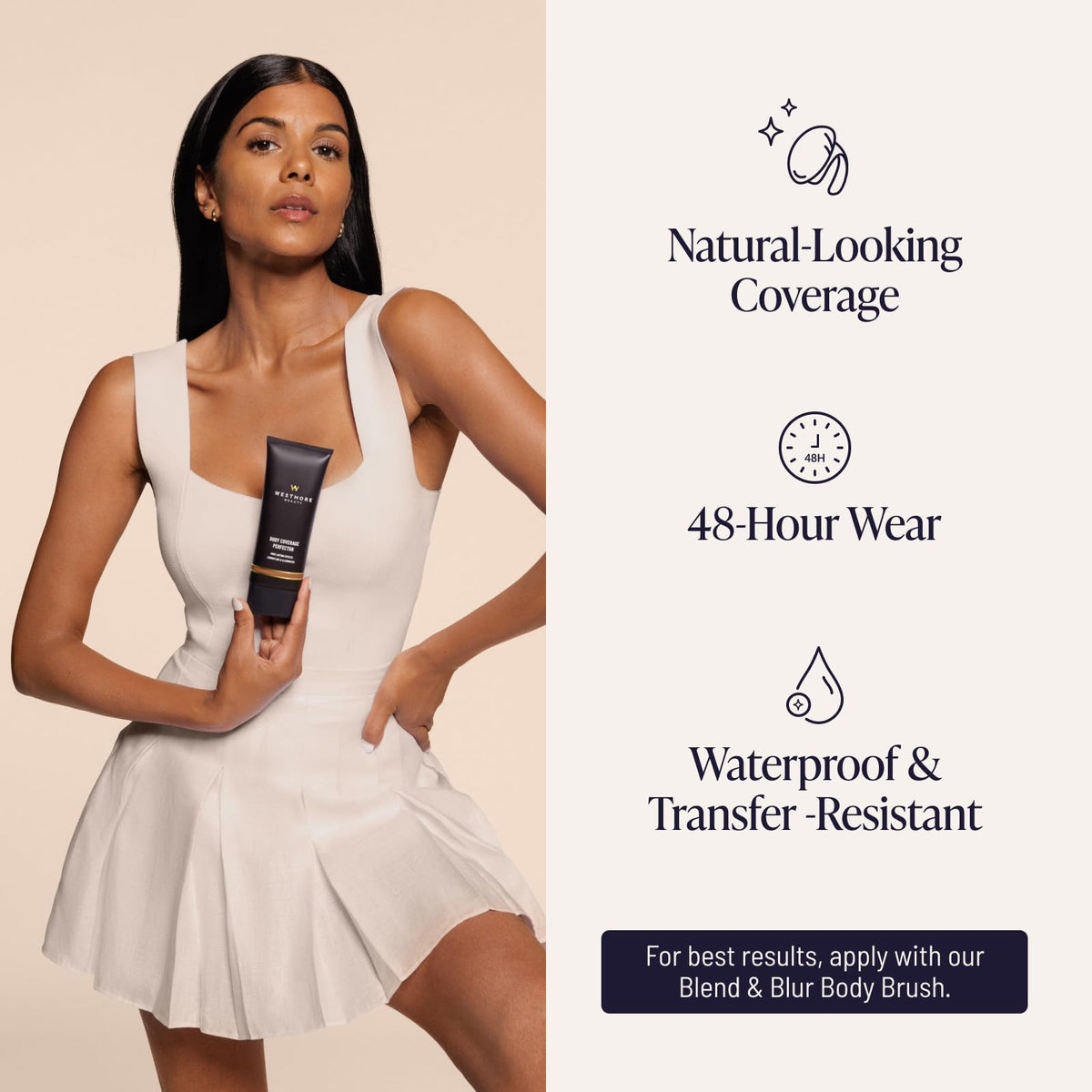 Westmore Beauty Body Coverage Perfector 4W Tan Radiance application on skin