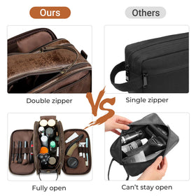 Wet and dry compartments of Elviros Toiletry Bag