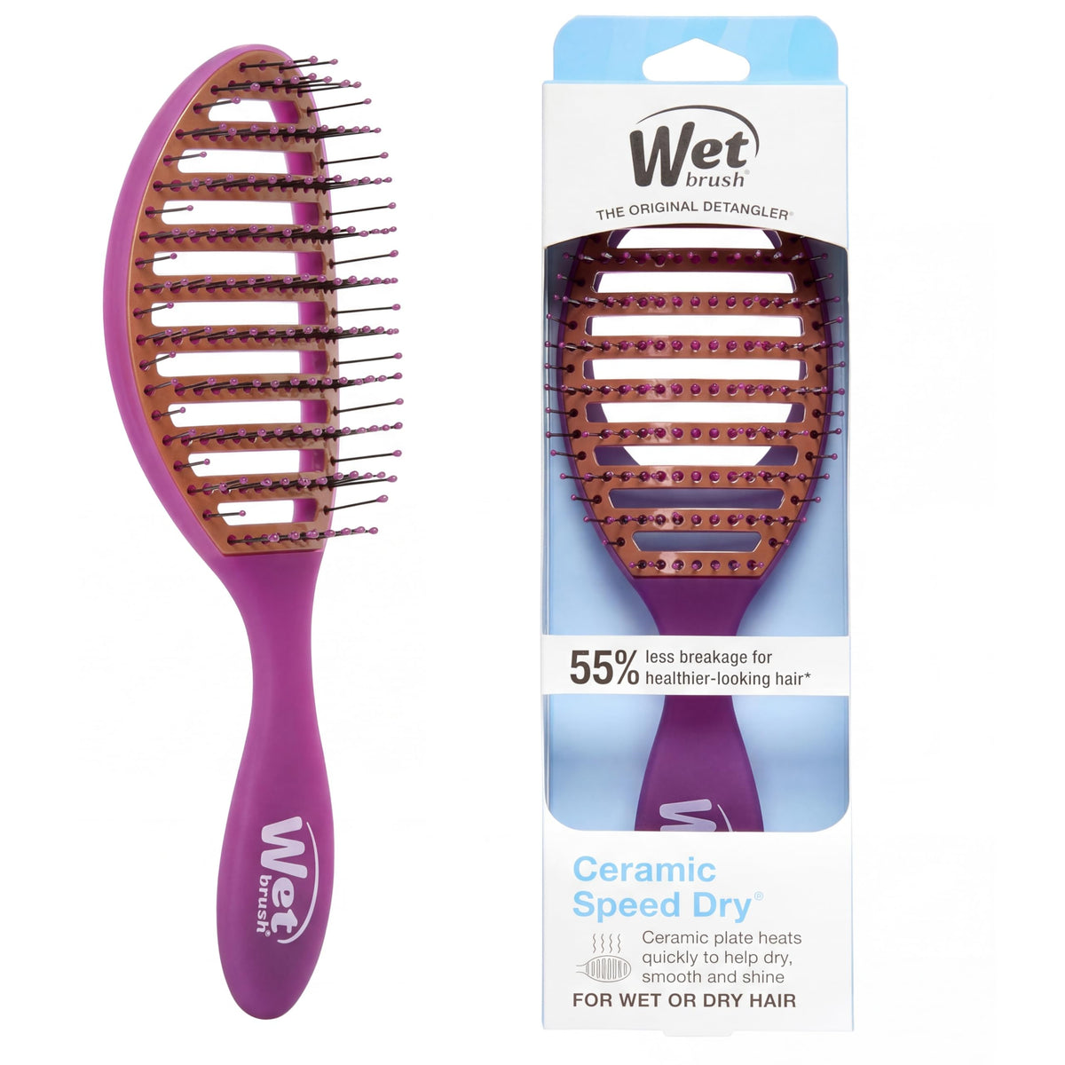 Wet Brush Ceramic Speed Dry Detangler front view in black