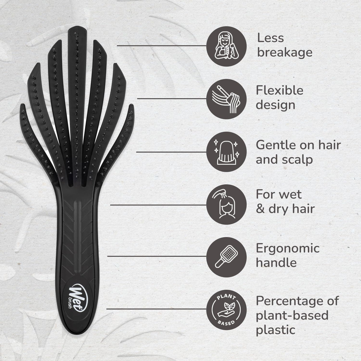 Wet Brush Go Green Curl Detangler showing flexible prongs