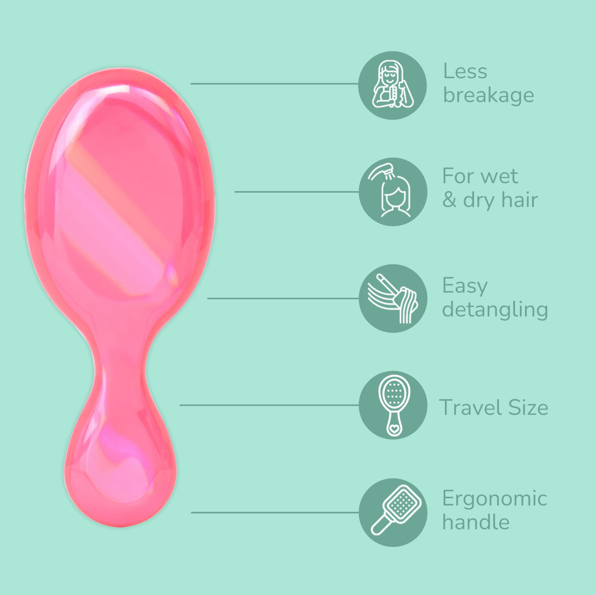 Wet Brush Mini Detangler back view with packaging