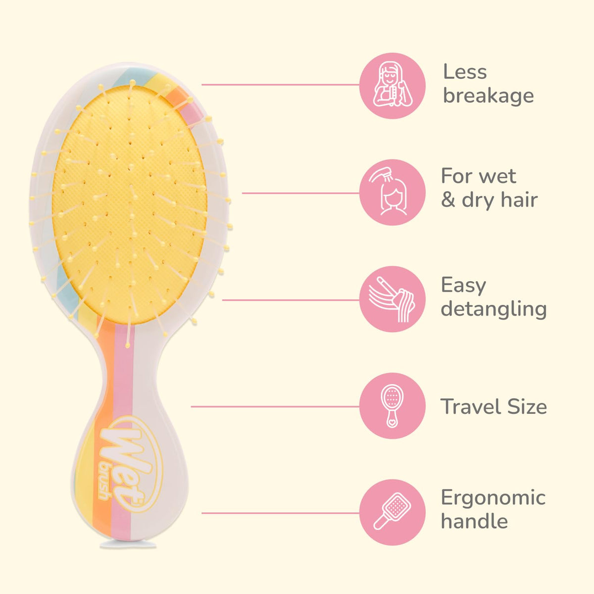 Wet Brush Mini Detangler back view with packaging