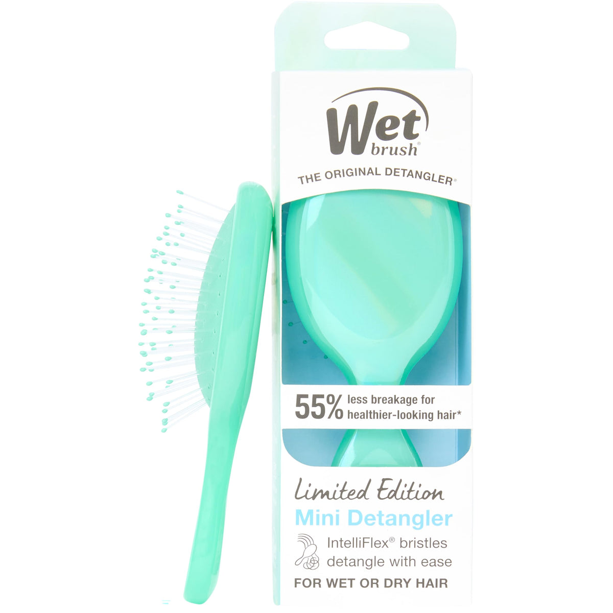 Wet Brush Mini Detangler front view in Prismatic Glow Green