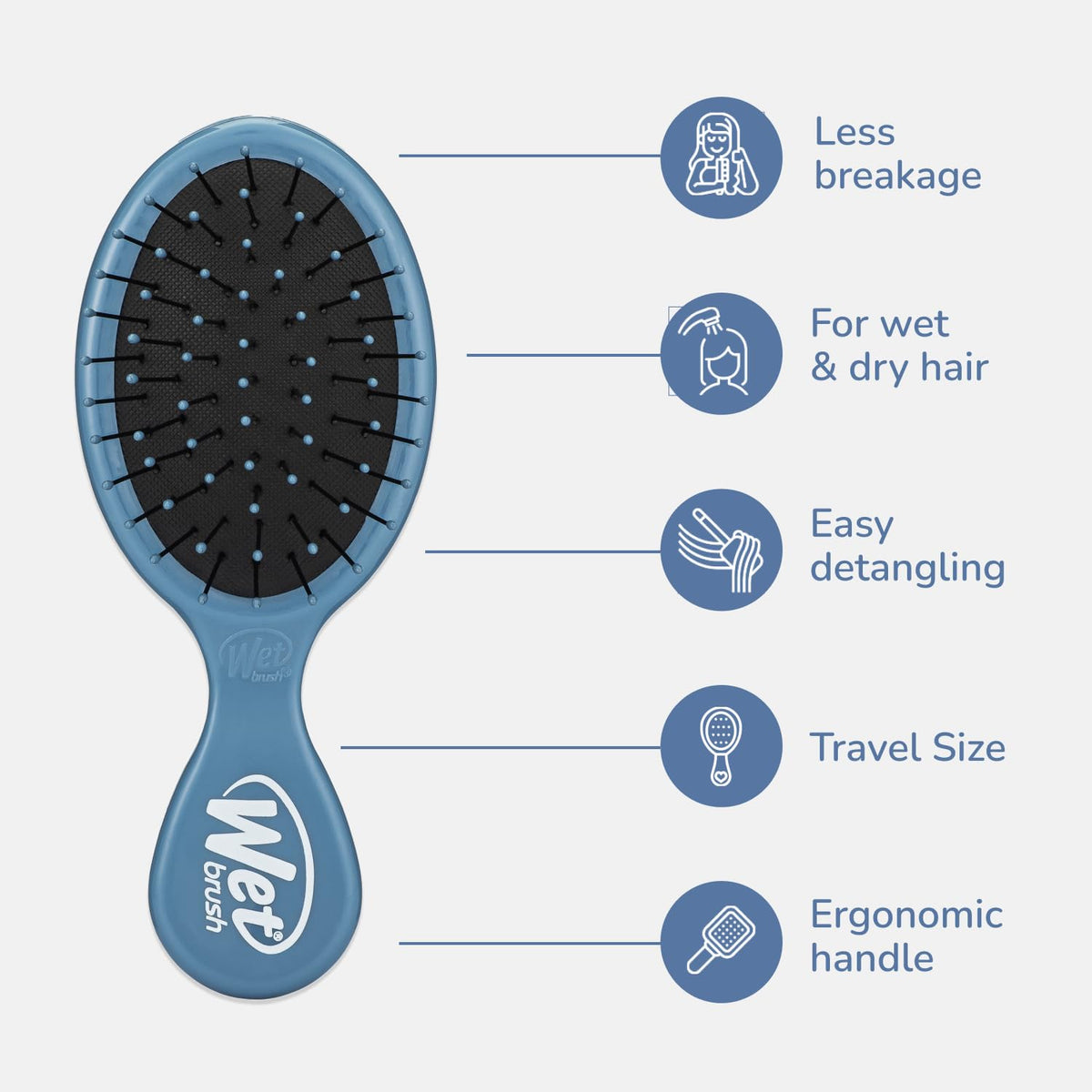 Wet Brush Mini Detangler Hair Brush side view