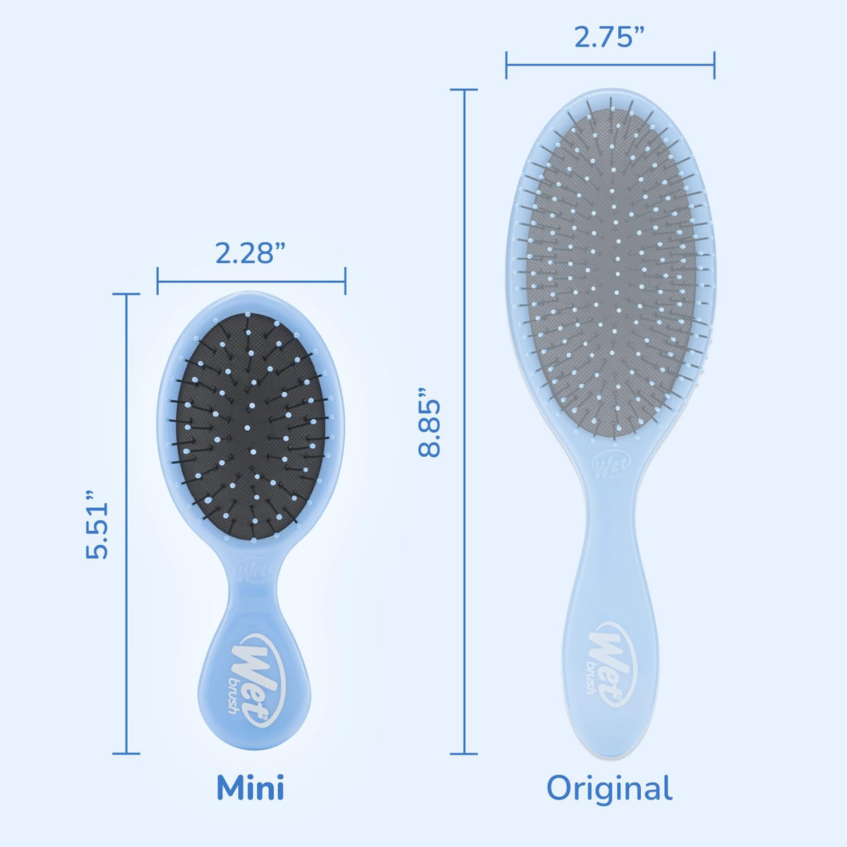 Wet Brush Mini Detangler on a bathroom counter