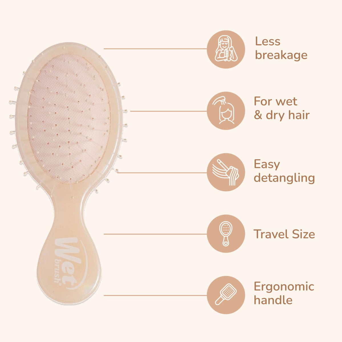 Wet Brush Mini Detangler packaging with Iridescence Icon design