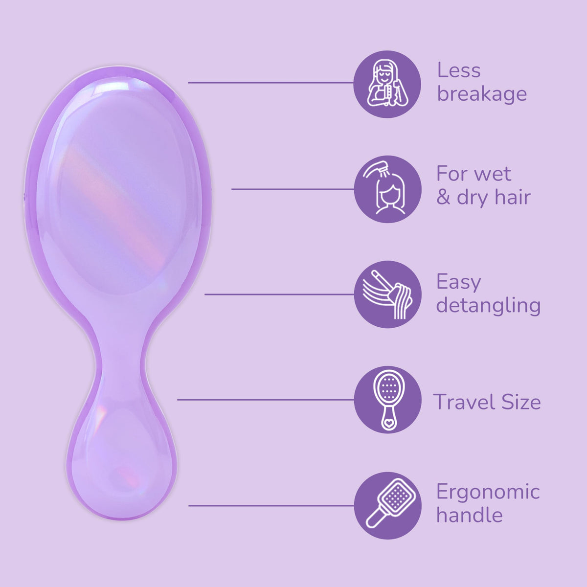 Wet Brush Mini Detangler side view with packaging
