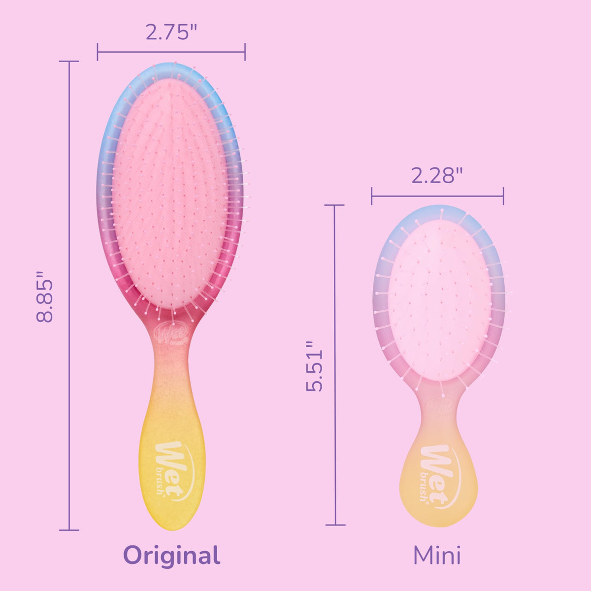 Wet Brush Original Detangler Electric Sky Pink in use on wet hair