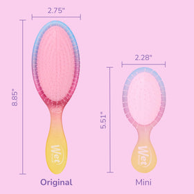 Wet Brush Original Detangler Electric Sky Pink in use on wet hair