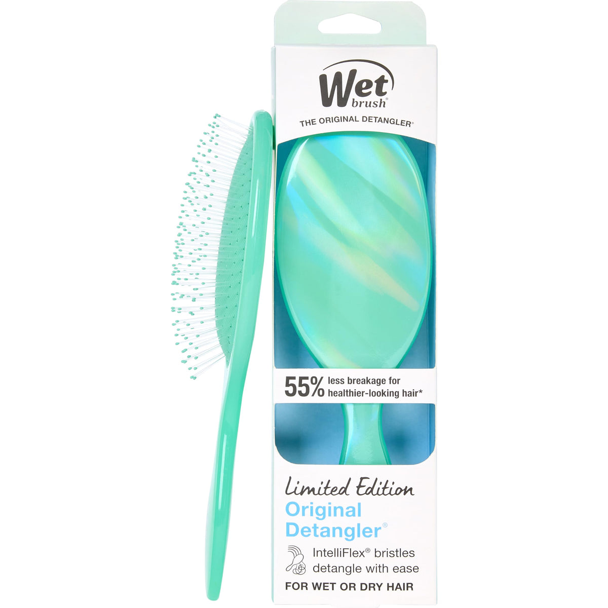 Wet Brush Original Detangler front view in Prismatic Glow Green