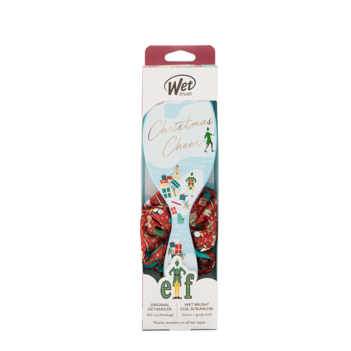 Wet Brush Original Detangler Hair Brush with scrunchie in packaging